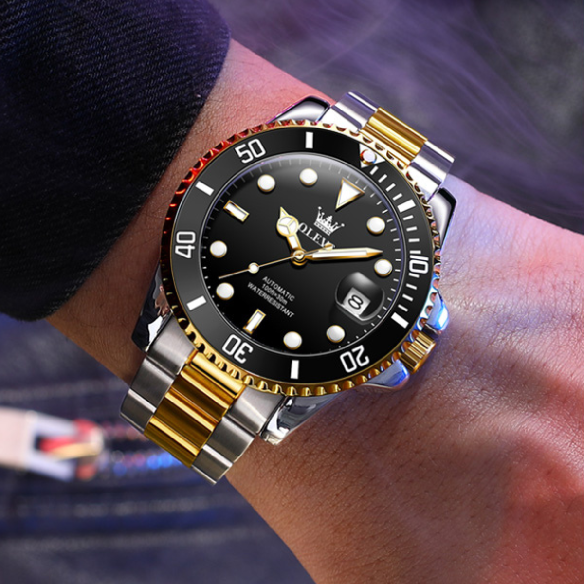 Relógio Masculino Submariner Date Olevs