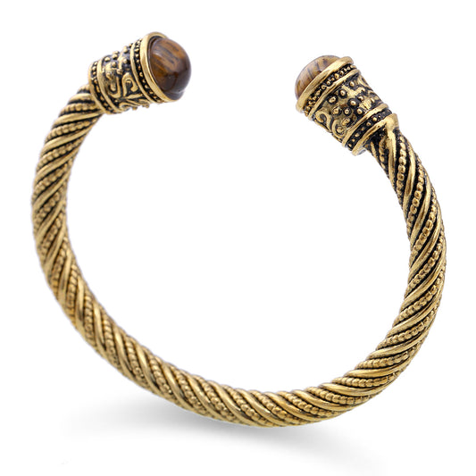 Bracelete Viking Pedra Olho de Tigre