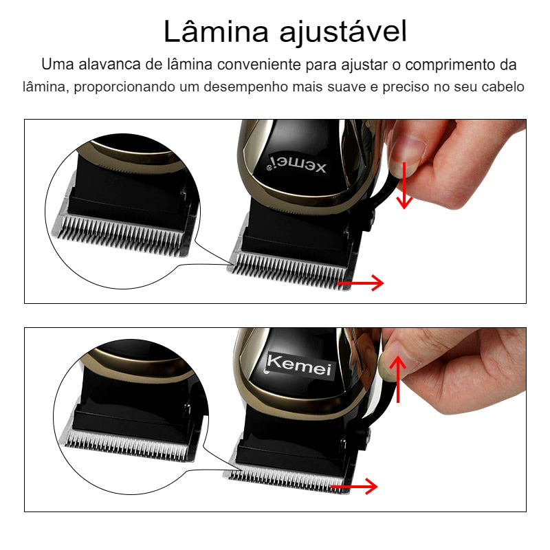 Máquina de Cortar Cabelo Profissional Sem fio Kemei