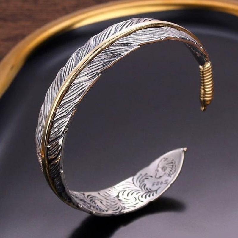 Bracelete Gold Feather Vintage